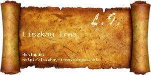 Liszkay Irma névjegykártya